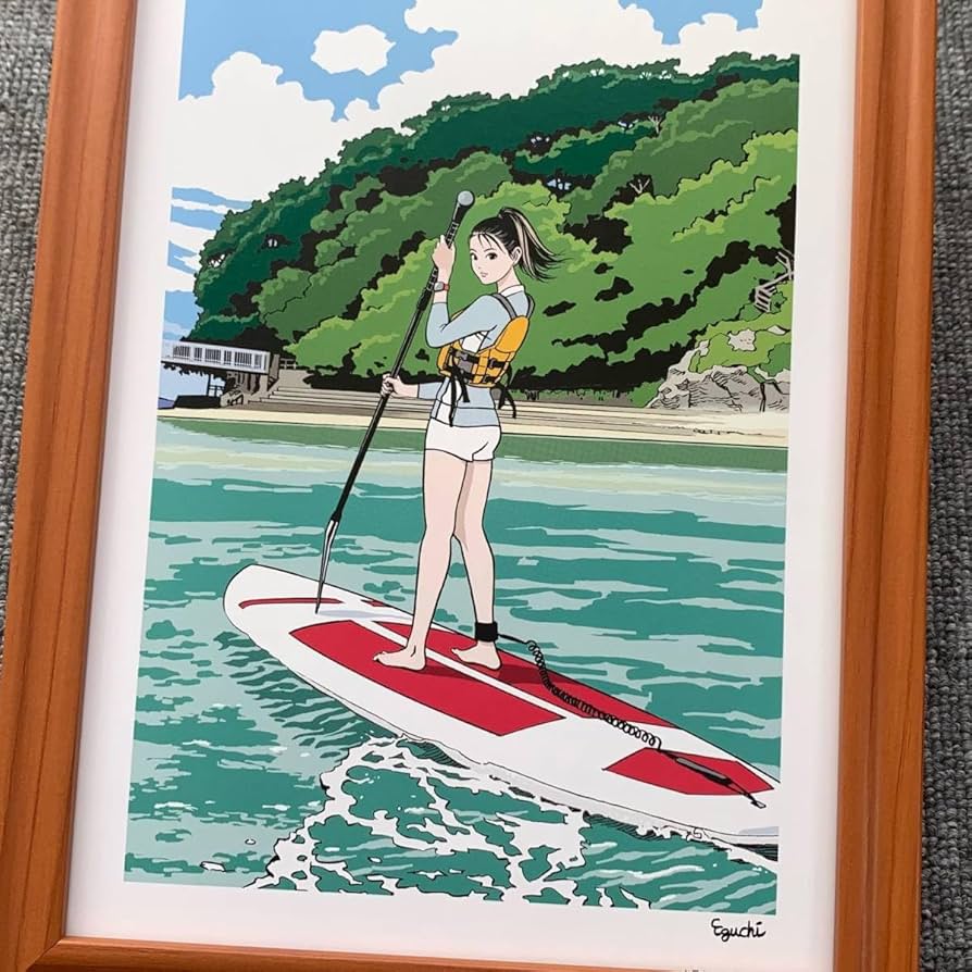 Amazon.co.jp: □江口寿史『水俣市 SUP PRイラスト』B5サイズ 額入り